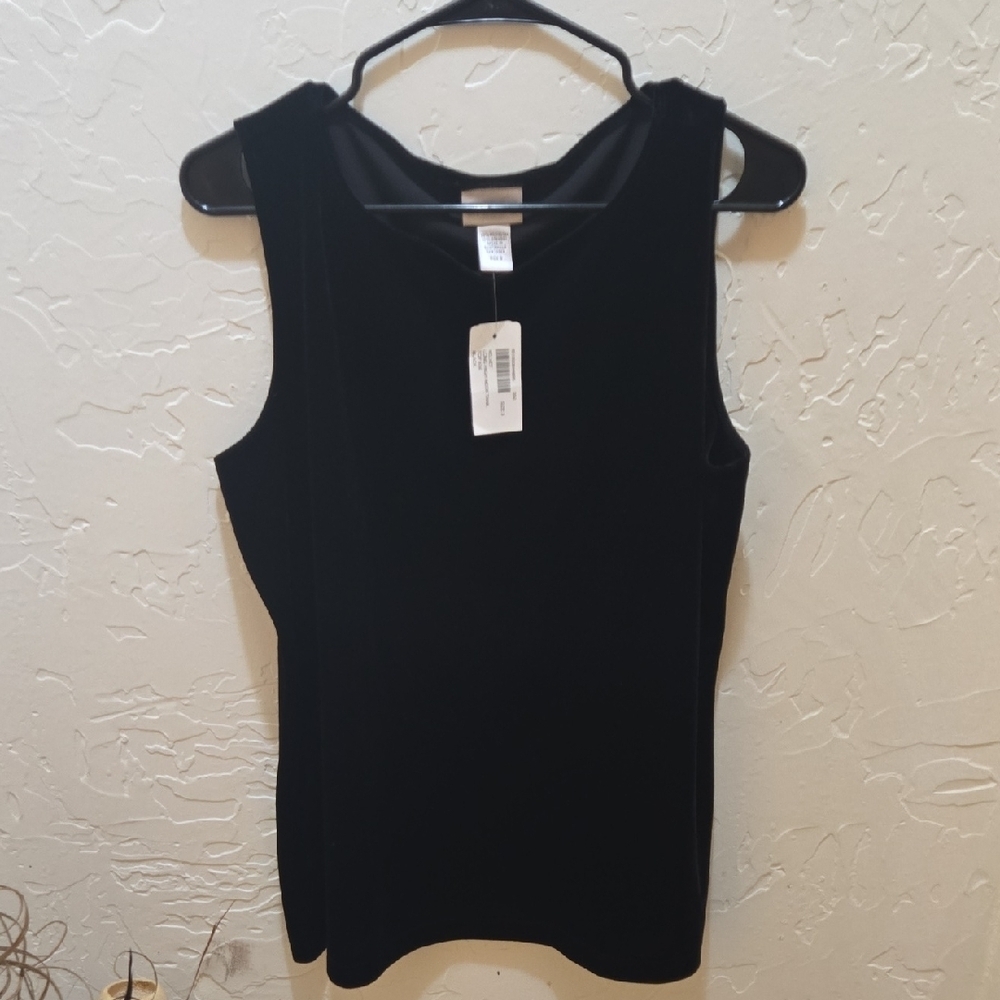 Chico's High Neck Velvet Black Tank Top Size 3 Or XL
